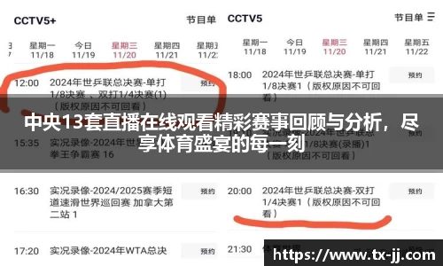 中央13套直播在线观看精彩赛事回顾与分析，尽享体育盛宴的每一刻